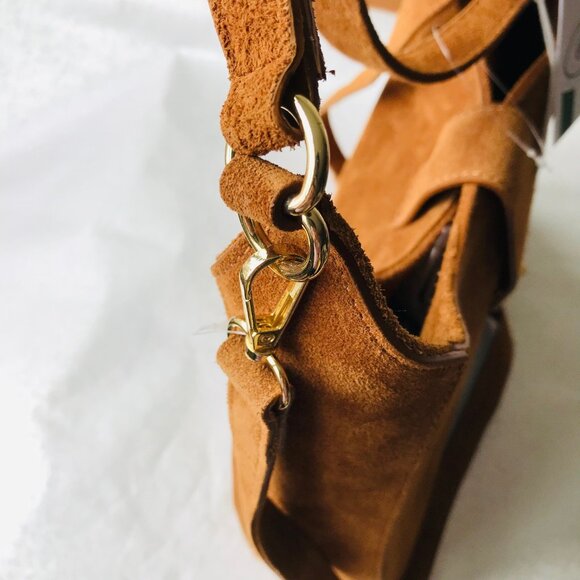 Viola Castellani  Double Compartment Suede  Turn Lock  Shoulder /Crossbody  Bag - Picture 8 of 12